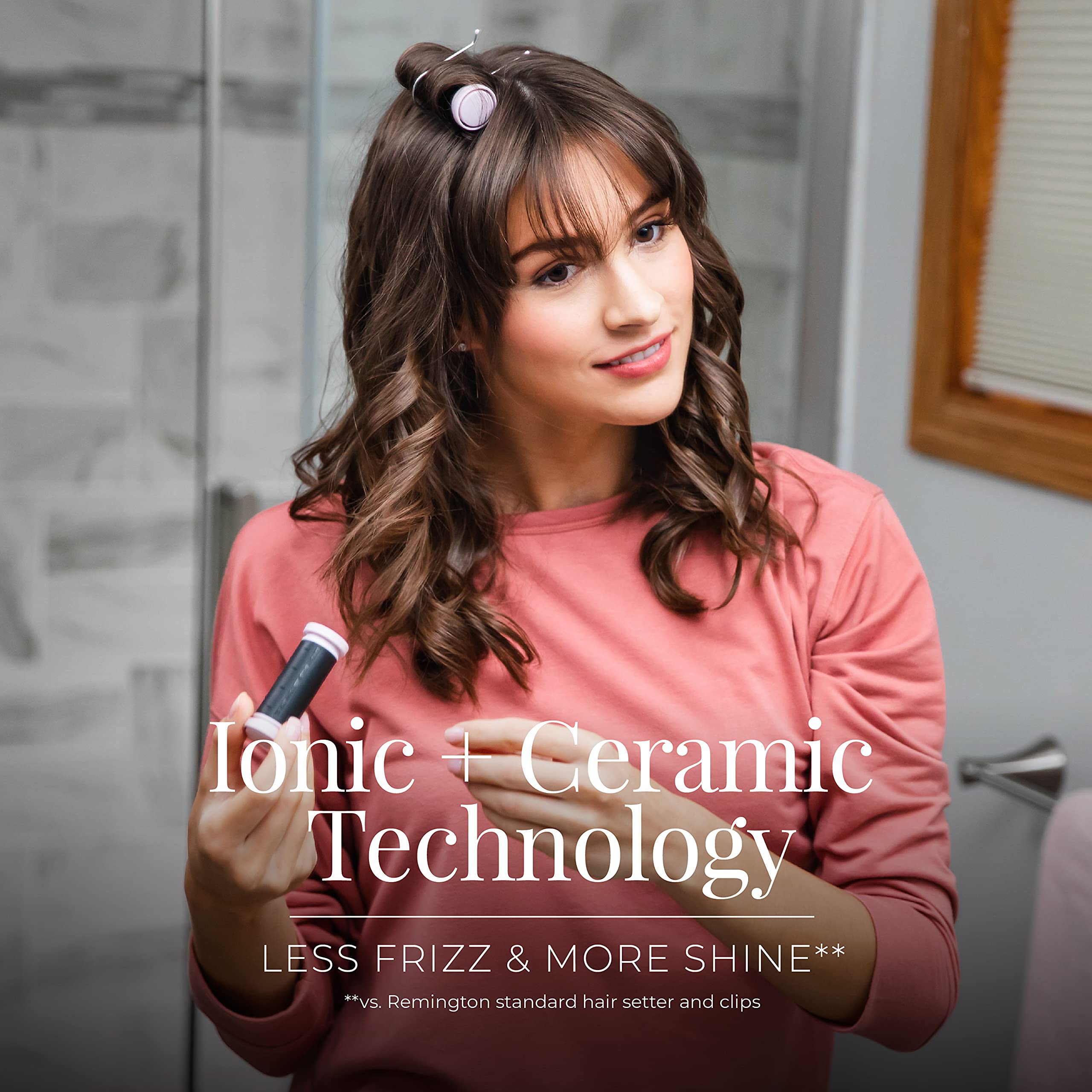 Remington Compact Ceramic Dual Voltage Hot Rollers for Long and Short Hair, Hair Setters, Hair Curlers, 1-1 ¼ Purple/Black, 10 Piece Set