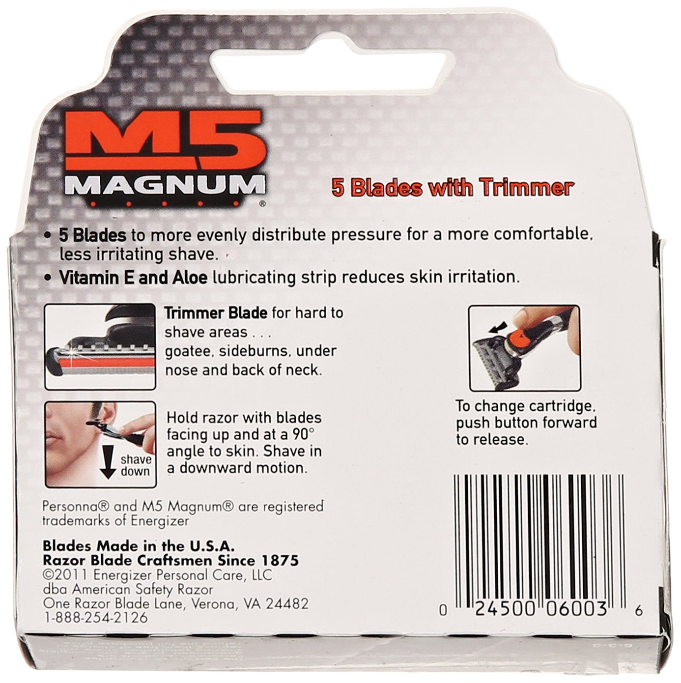 Personna M5 Magnum Razor Blades with Trimmer, 4 Ct Refill Blades (2 Pack)
