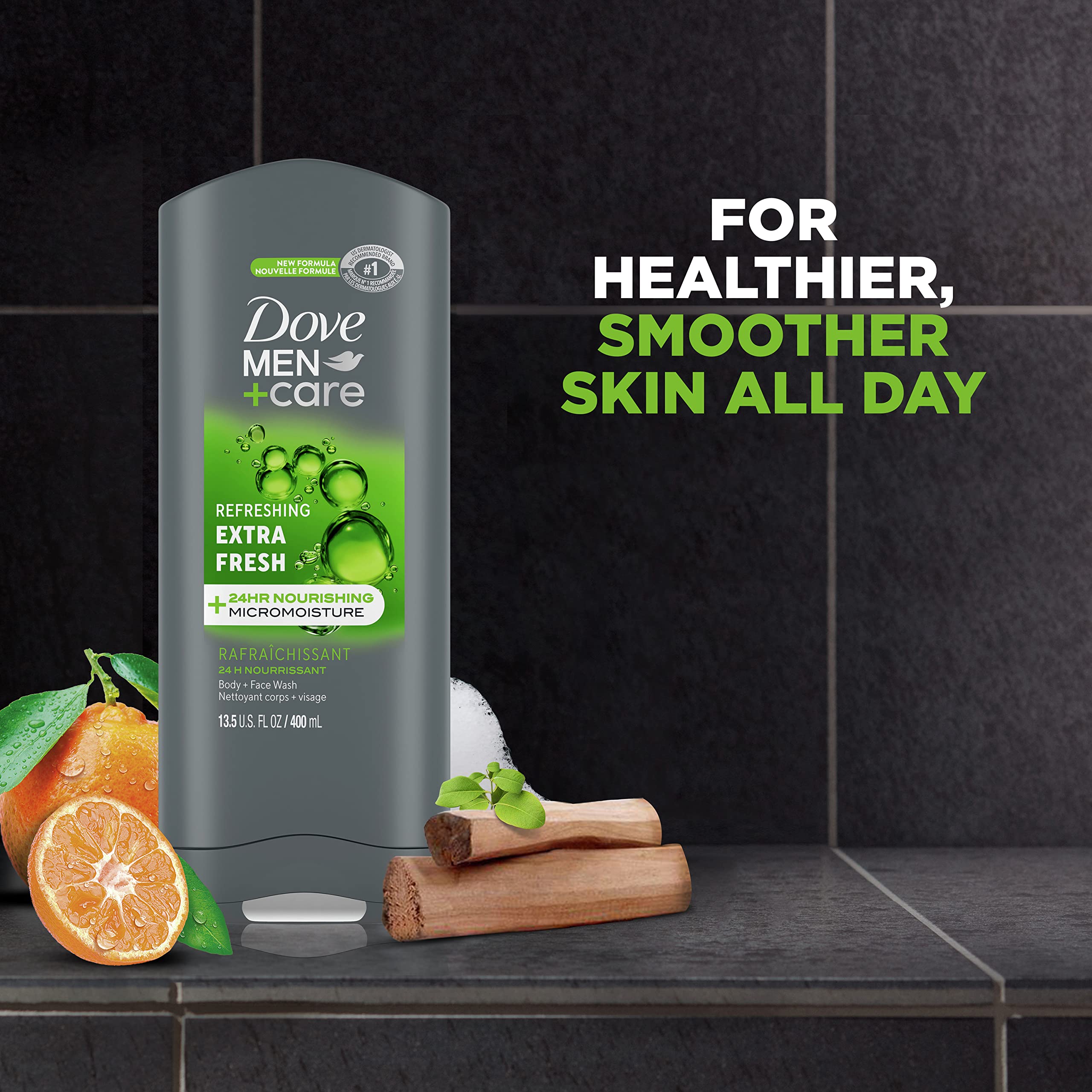 DOVE MEN + CARE Body Wash and Face For Fresh, Healthy-Feeling Skin Extra Fresh Cleanser That Effectively Washes Away Bacteria While Nourishing Your 13.5 oz
