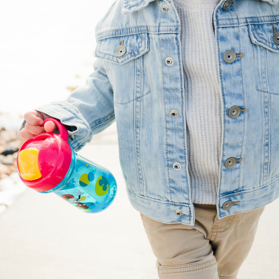 The First Years Disney Mickey Mouse Toddler Straw Cup - Spill Proof Flip Top Toddler Sippy Cups - 18 Months and Up - 10 Oz