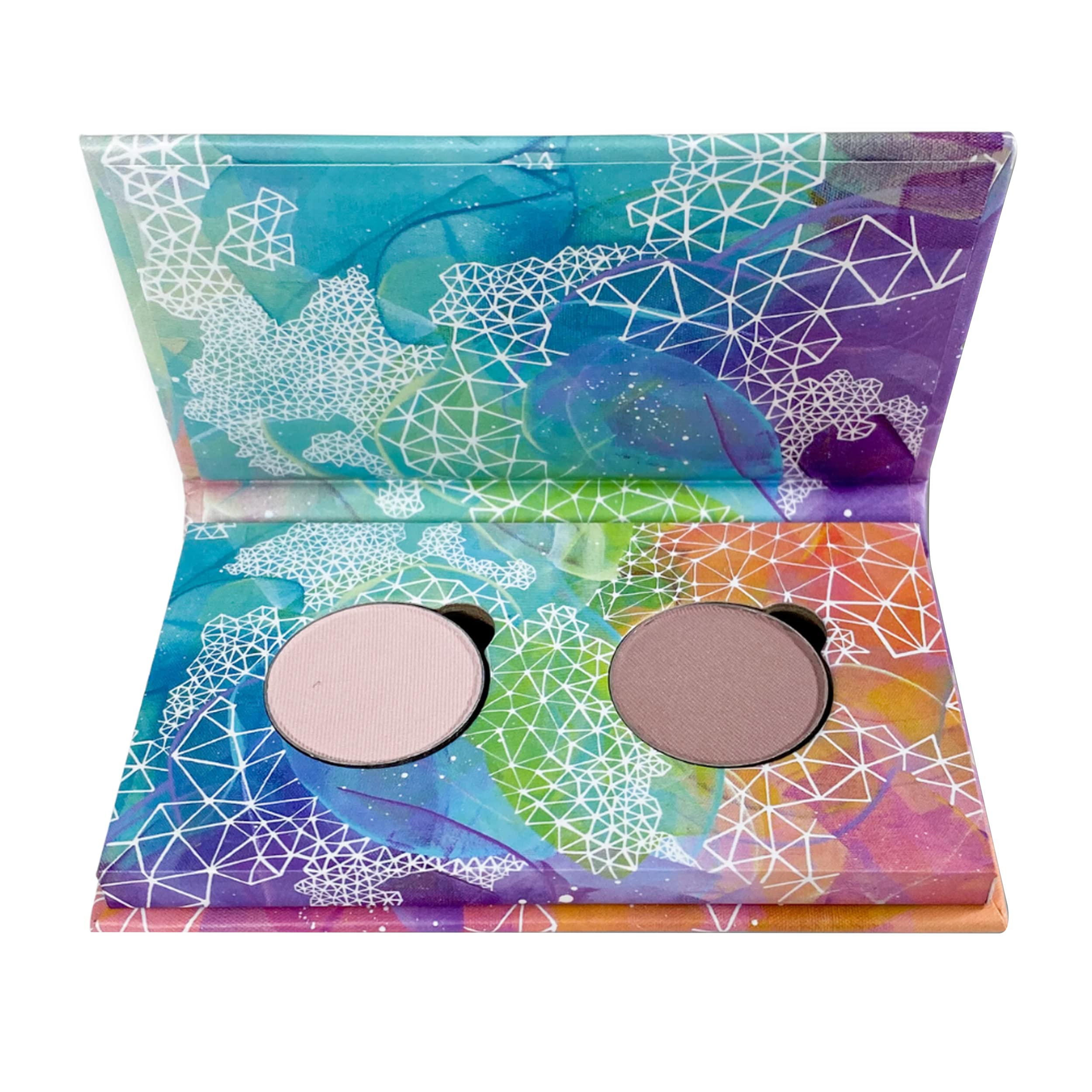 Honeybee Gardens Mini Skinny Duo Eye Shadow Compact in Canterbury and Porcelain, Longlasting, Refillable & Customizable, Vegan, 26mm Pans