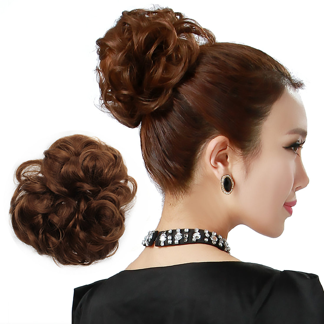 OneDor Ladies Synthetic Wavy Curly or Messy Dish Hair Bun Extension Hairpiece Scrunchie Chignon Tray Ponytail (19#)
