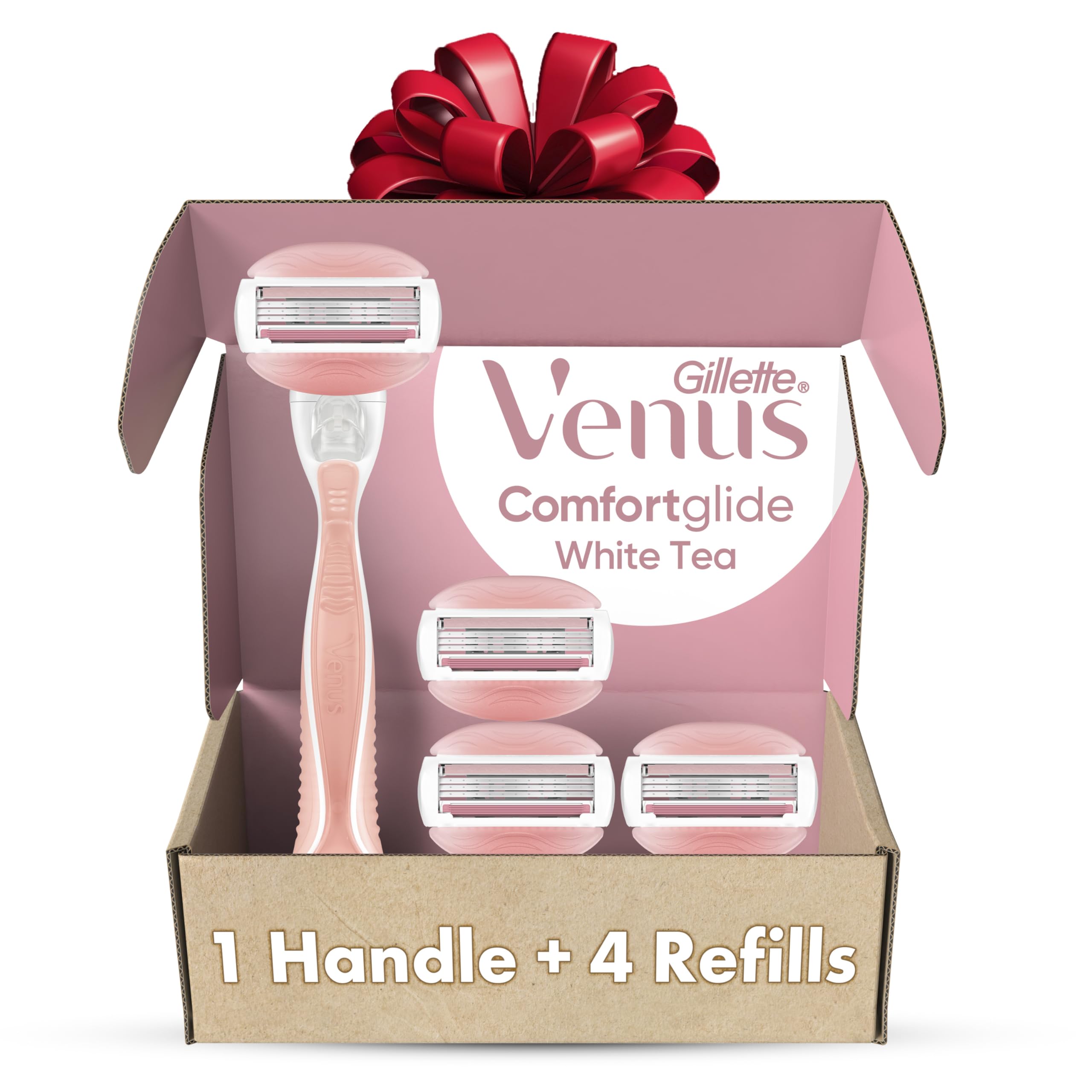 Gillette Venus ComfortGlide Razors for Women, 1 Venus Razor, 4 Razor Blade Refills, White Tea Scented Gel Bars