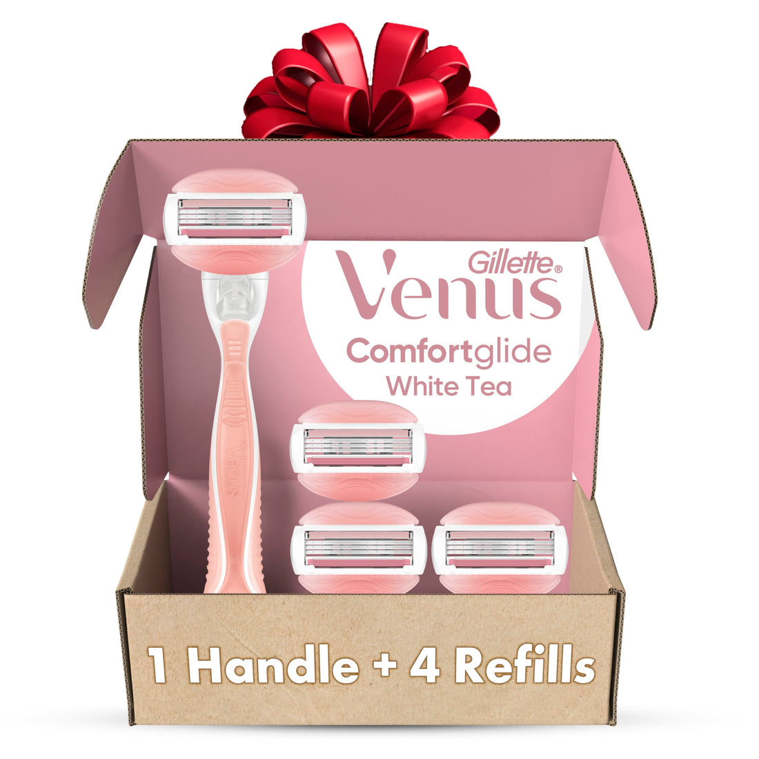 Gillette Venus ComfortGlide Razors for Women, 1 Venus Razor, 4 Razor Blade Refills, White Tea Scented Gel Bars