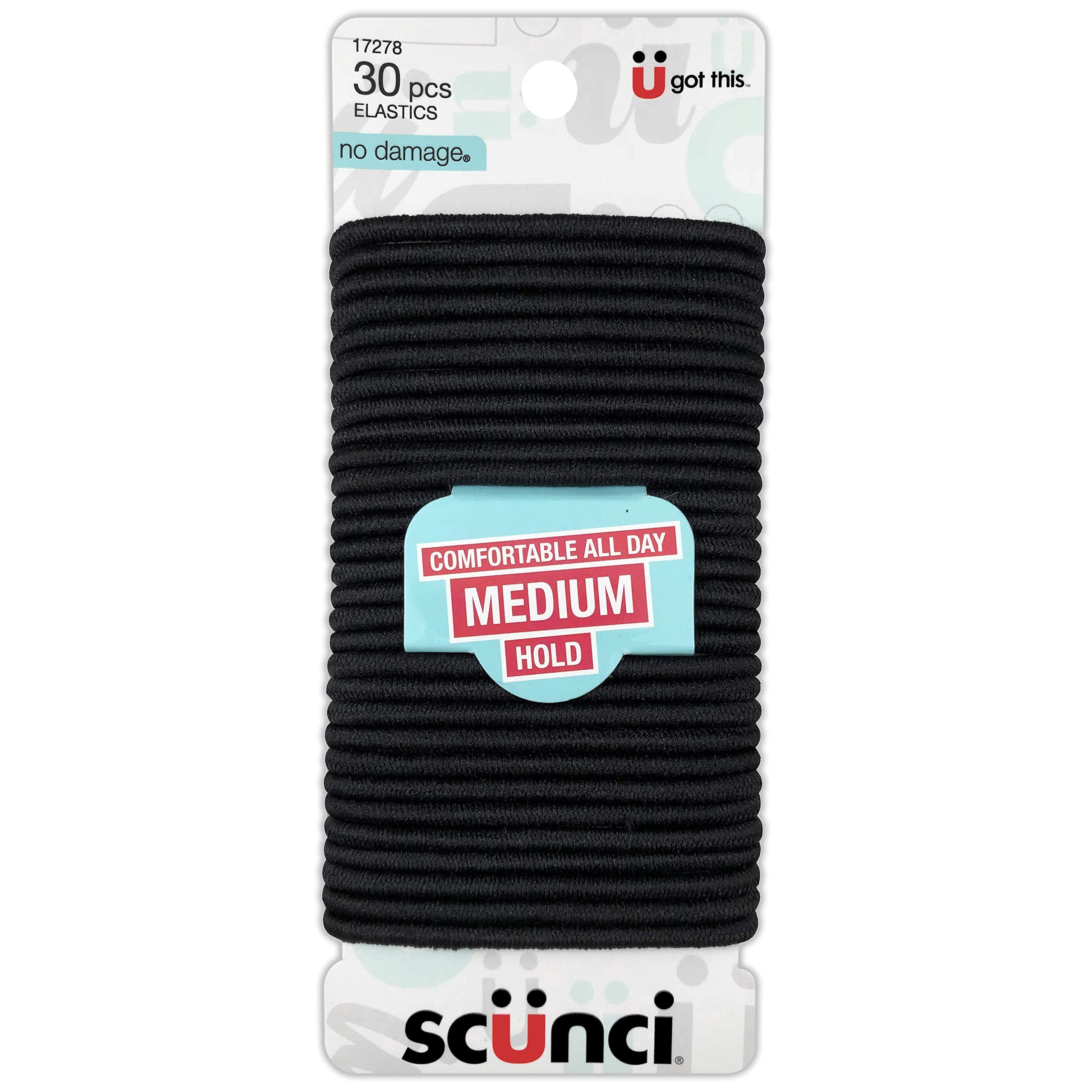 Scunci Black Elastic Hair Bands - 30 Count