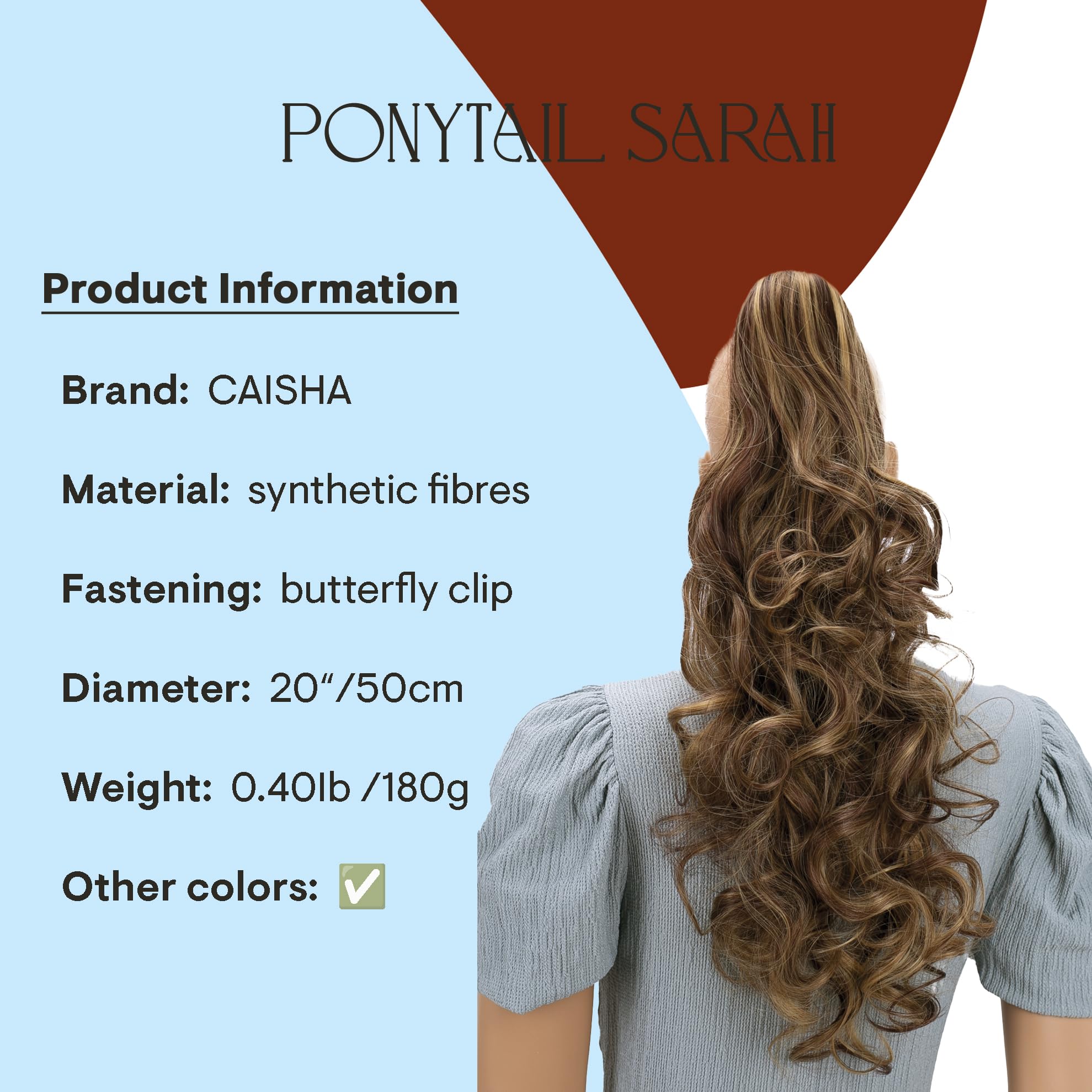 brown mix #33H27 H57 : PRETTYSHOP 22 & 140g Hair Piece Pony Tail Extension Long & Voluminous Curled Wavy Heat-Resisting Div. Colours (brown mix #33H27 H57)