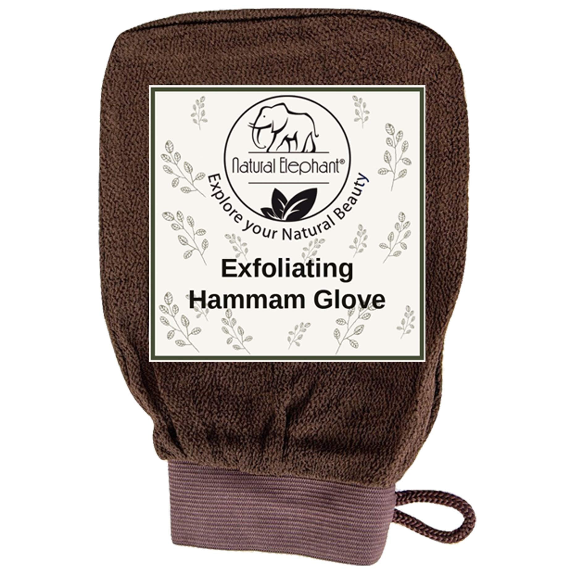 Natural Elephant Exfoliating Hammam Glove - Face and Body Exfoliator Mitt (Chocolate Brown (Pack of 5))