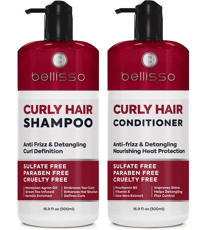Curly Hair Shampoo and Conditioner Set - For Defining Wavy, Permed, Frizzy, Fine and Black Curls - Moisturizing, Sulfate Free Formula for Women and Men - Products are Safe for Color Treated Locks