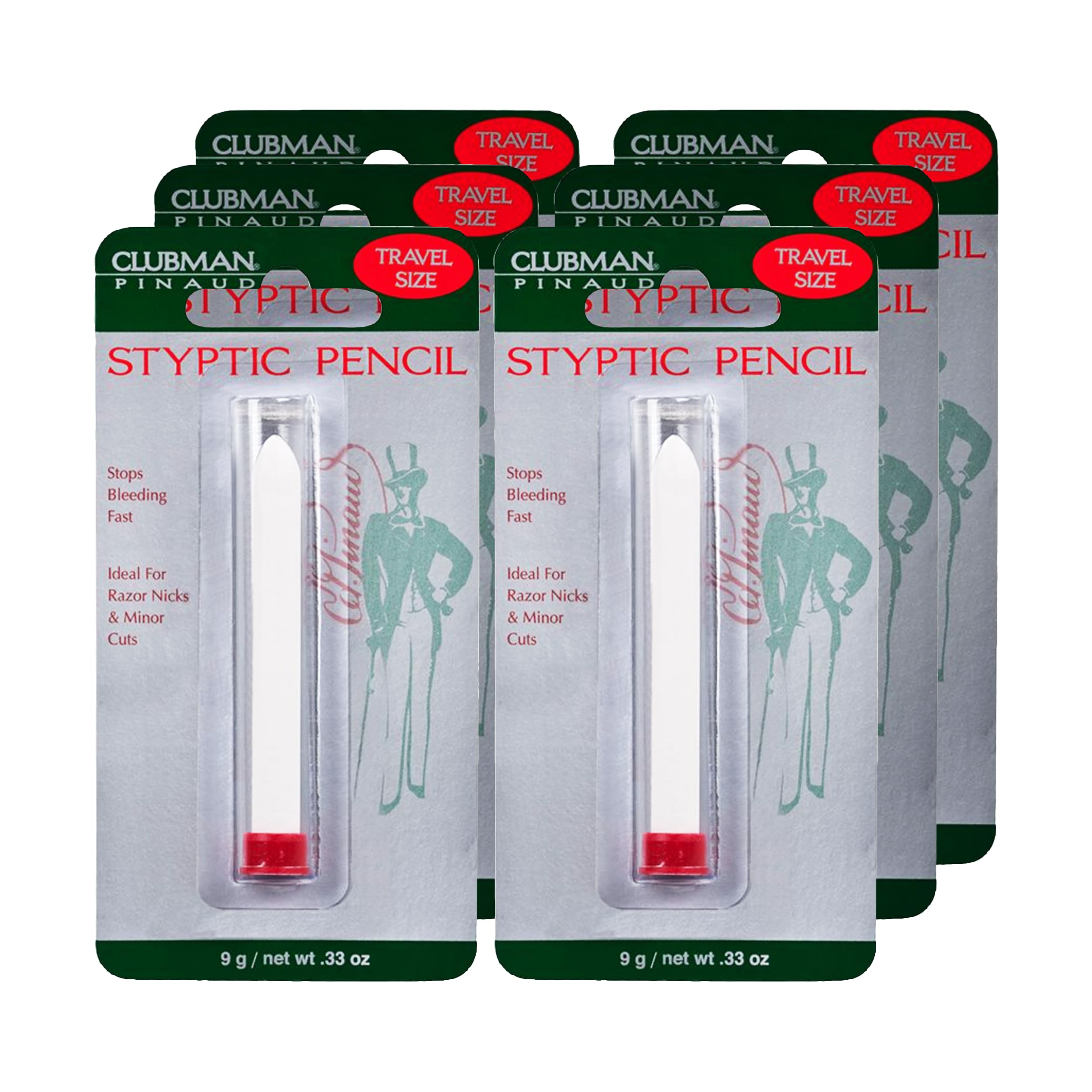 Pinaud Clubman Travel Size Styptic Pencil, 0.33 Ounce (Pack of 6)