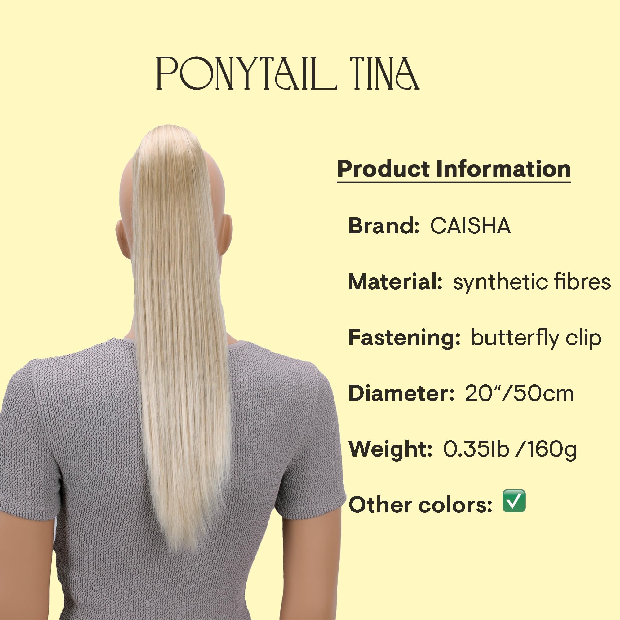 20 & 120g Hair Piece Pony Tail Extension (BLONDE MIX PLATINUM) SEXY Straight Heat-Resisting