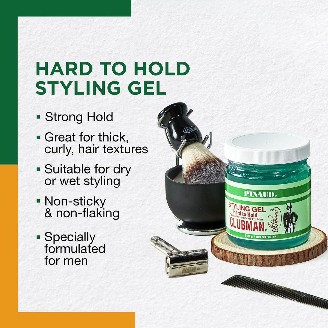 Pinaud Clubman Styling Hair Gel - Hard To Hold - 16 Oz