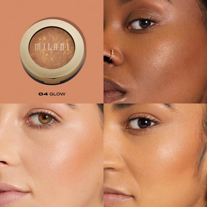 Milani Baked Bronzer - Glow, Cruelty-Free Shimmer Bronzing Powder to Use For Contour Makeup, Highlighters Makeup, 0.25 Ounce