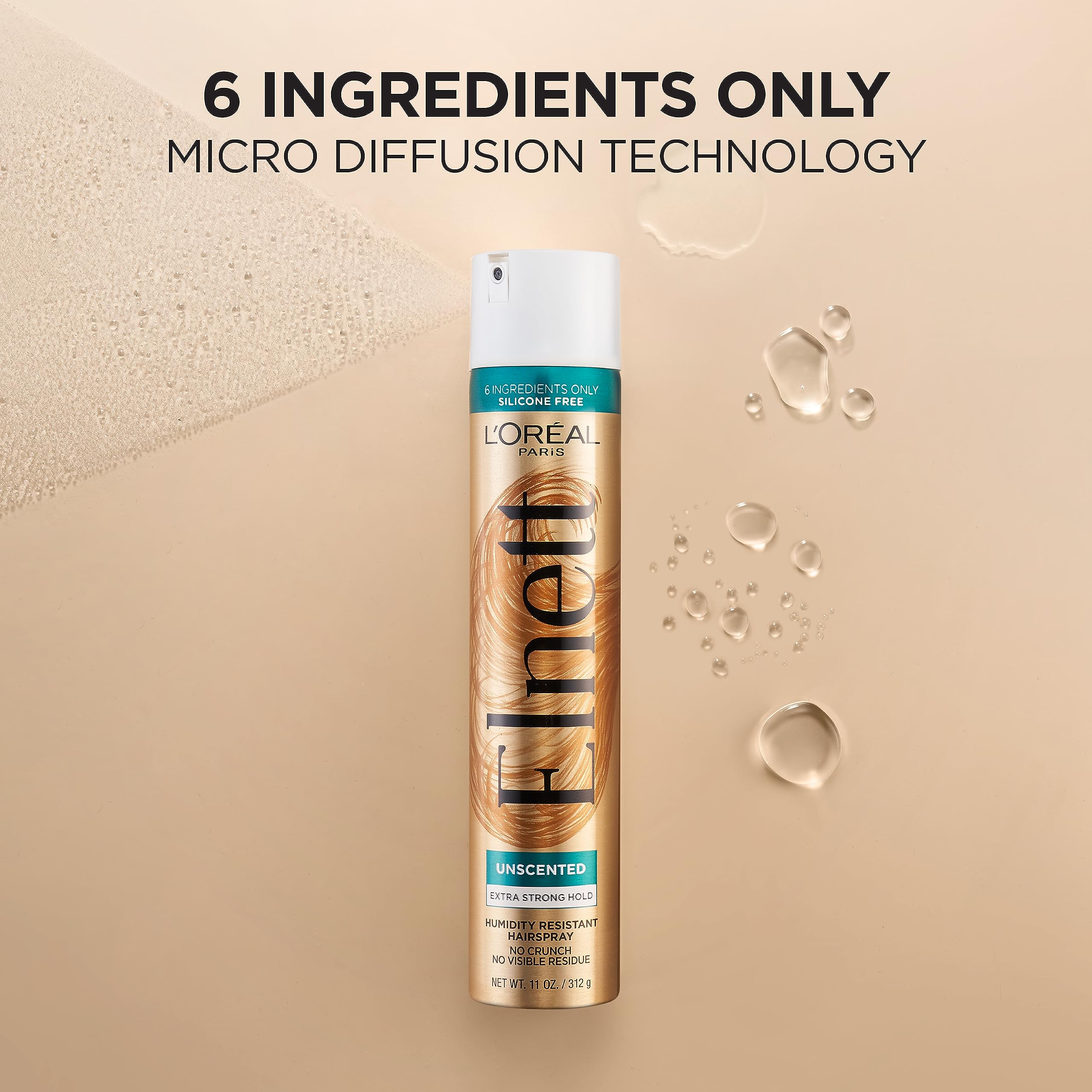 L'Oreal Paris Hair Care Elnett Satin Extra Strong Hold Hairspray, Unscented, 11 Ounce (Pack of 2)