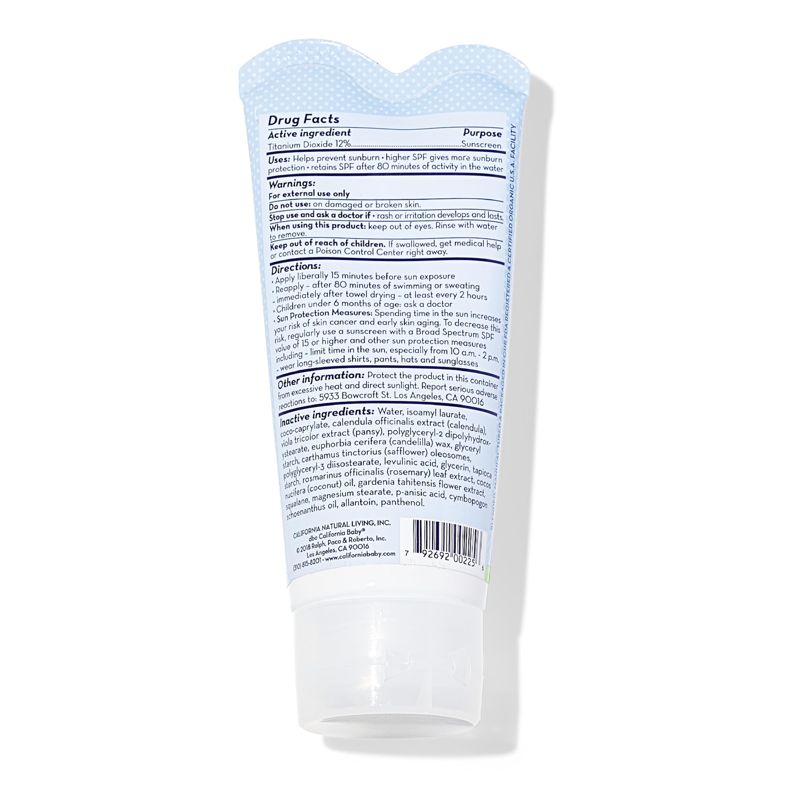 California Baby Everyday SPF 30+ | Mineral Sunscreen | Floral Scent | Baby Sunscreen for Face + Body | Travel Size| 82g / 2.9oz