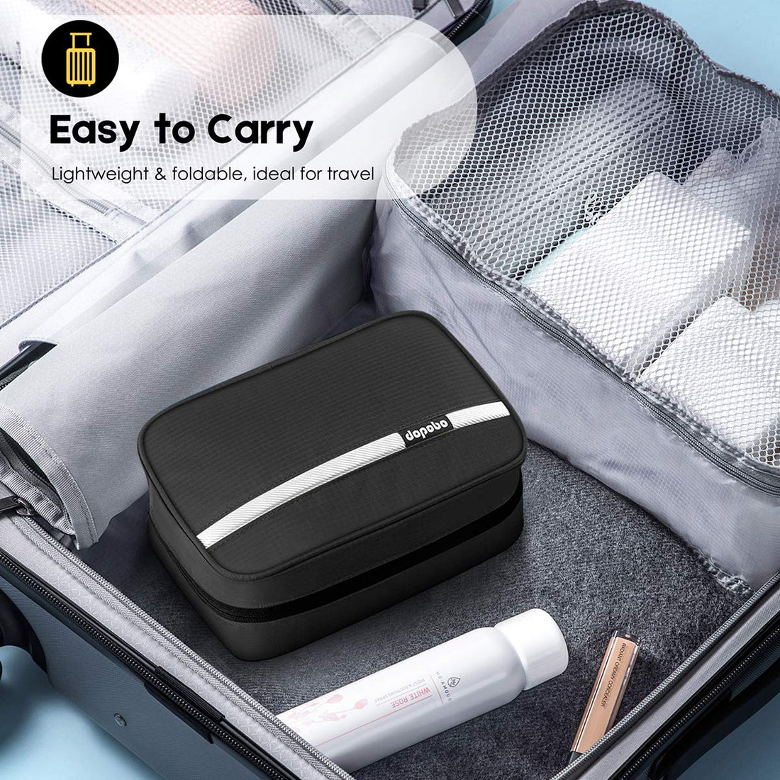 Black : Travelling Toiletry Bag, Dopobo Portable Hanging Water-Resistant Wash Bag for Travelling, Business Trip, Camping (black)