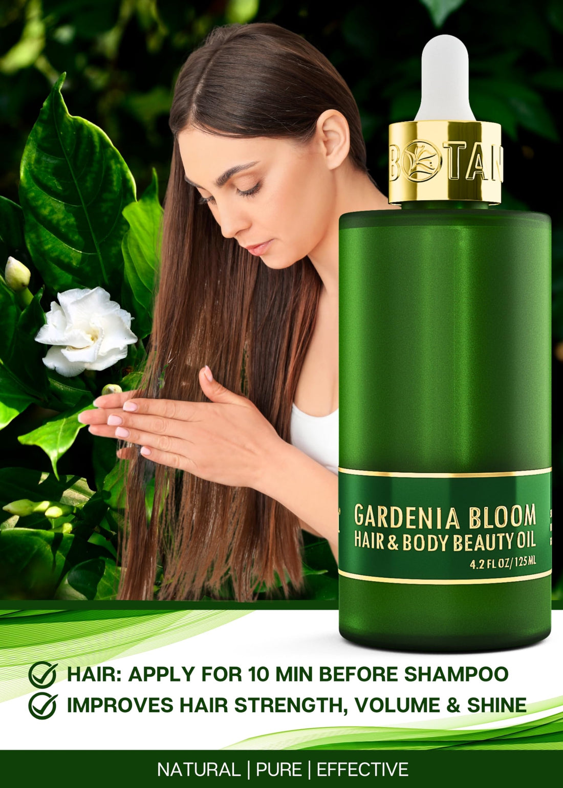 Botanical Nourishing Oil for Body & Hair | Gardenia Bloom | Organic, Pure, Natural Skincare (4.2 fl oz | 125 ml)