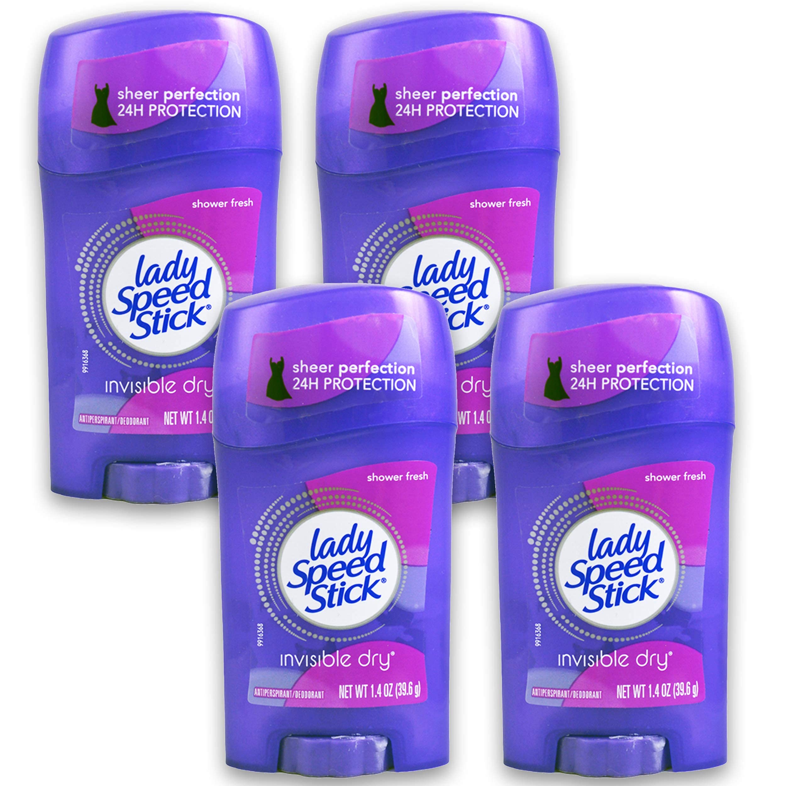 Lady Speed Stick Invisible Dry Antiperspirant & Deodorant, Shower Fresh - 1.4 oz - 4 pk
