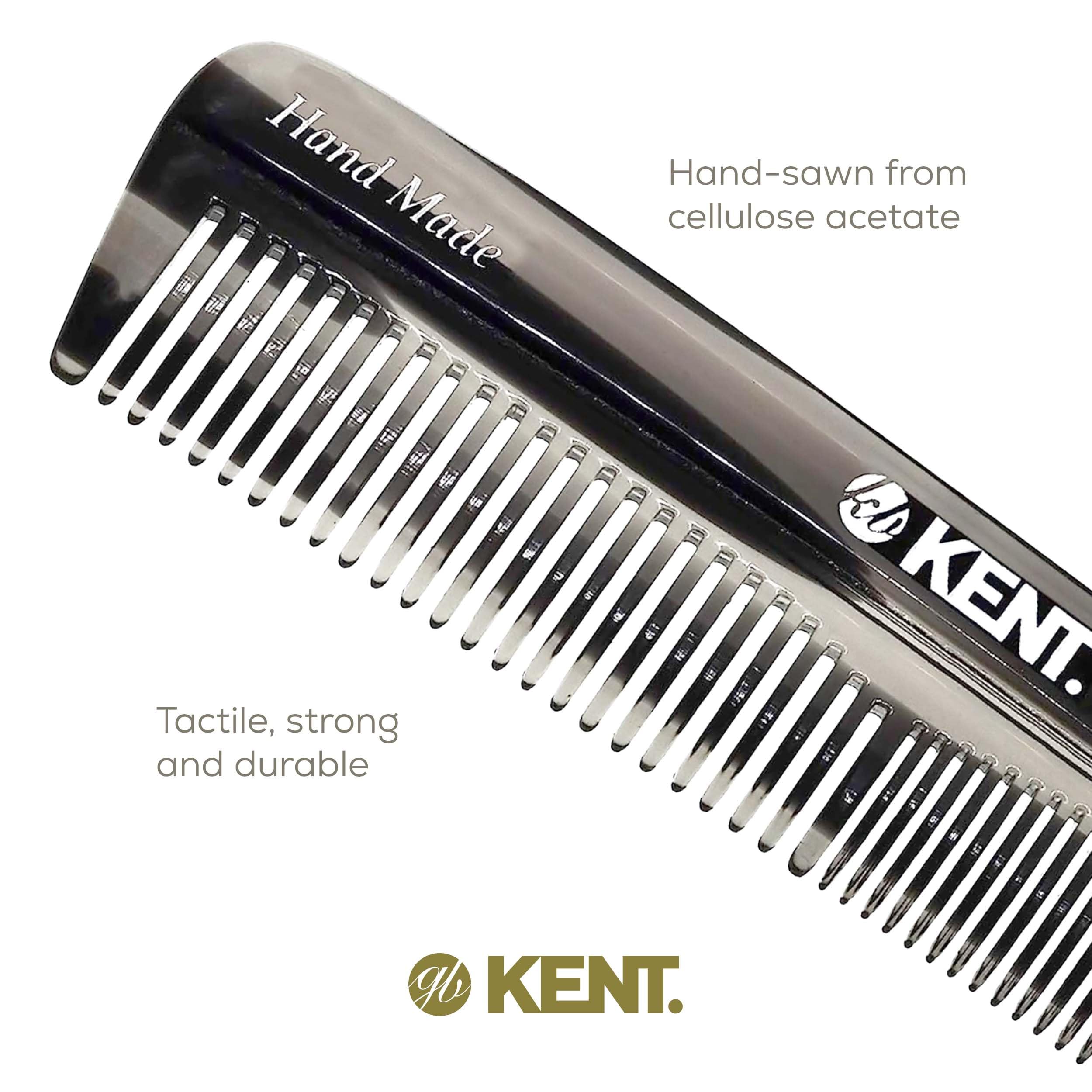 Kent A FOT Handmade Pocket Comb for Men, Graphite, All Fine Tooth Hair Comb Straightener for Everyday Grooming Styling Hair, Beard and Mustache, Use Wet or Dry, Saw Cut Hand Polished, Made in England