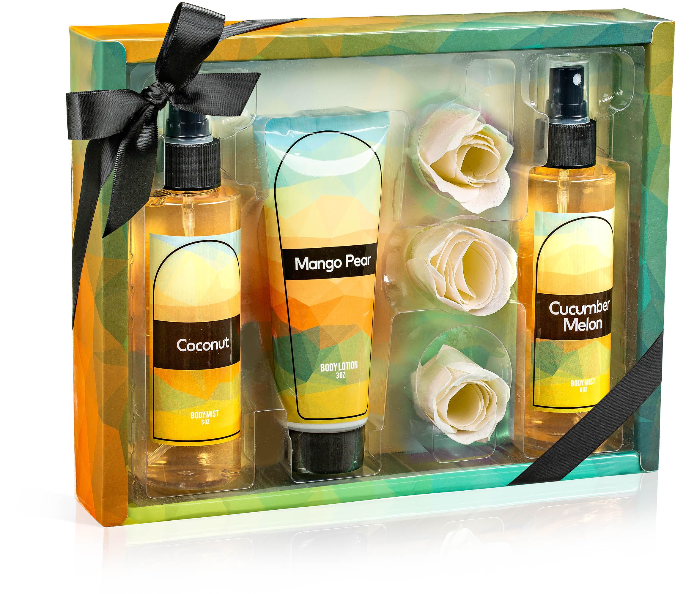 Fine Fragrance Body Mist & Body Splash Gift Set – Luxury Self-Care Combo for Women and Girls (Coconut, Cucumber, Mango Pear, Rose Soap) Valentines Gift for Women