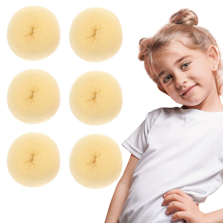 Styla Hair Donut Hair Bun Maker for Kids, Ballet Buns Maker for Kids, Sock Bun Hair Maker, Donut Bun Maker Hair, Easy Bun Hair Bun Maker, Hair Donut Bun Maker (6pc Blonde)