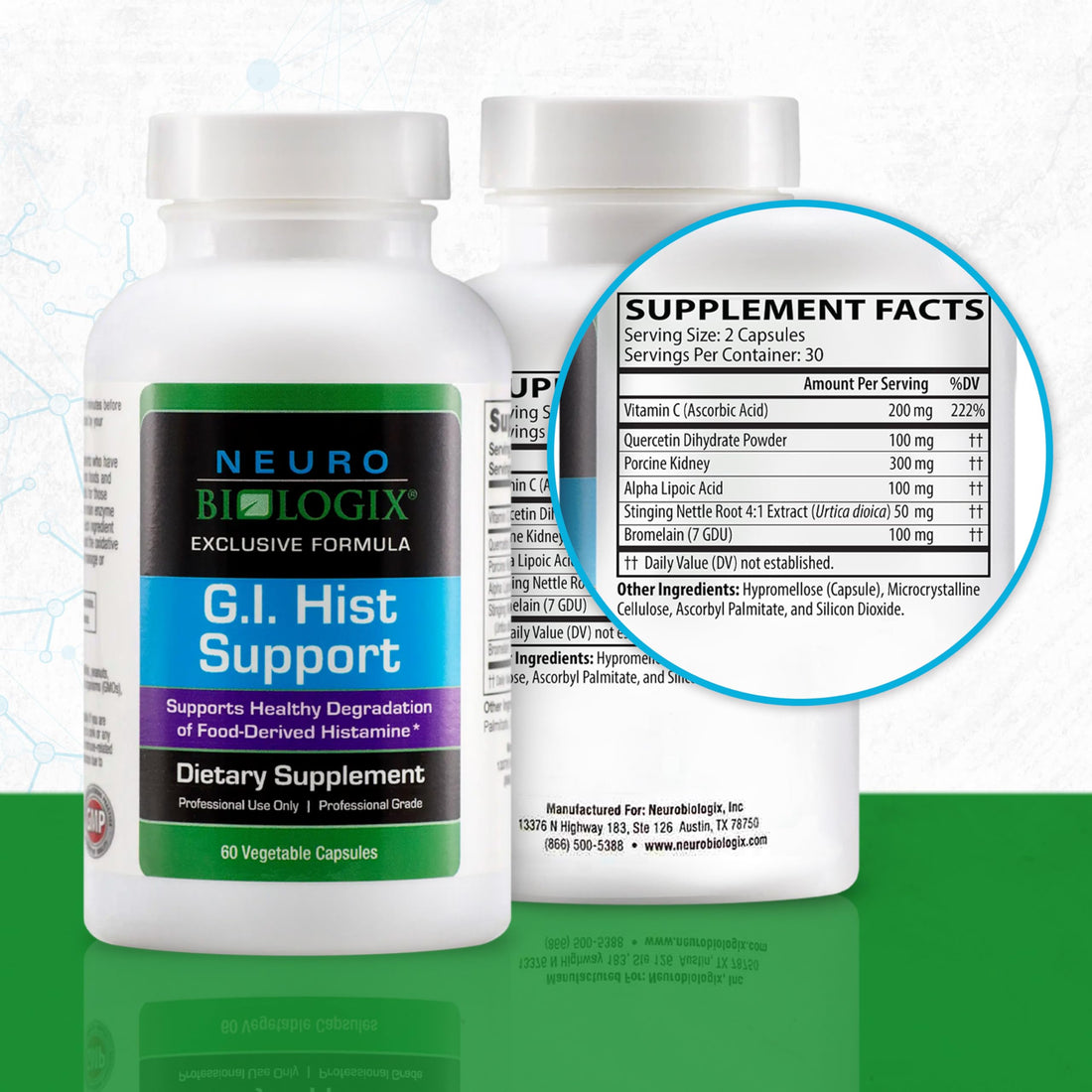 GI Hist Support - Histamine Blocker with Vitamin C, Quercetin, Bromelain & More – Immune Support Supplement to Help Promote Histamine Breakdown & Digestive Comfort - Helps Ease Meal-Related Discomfort