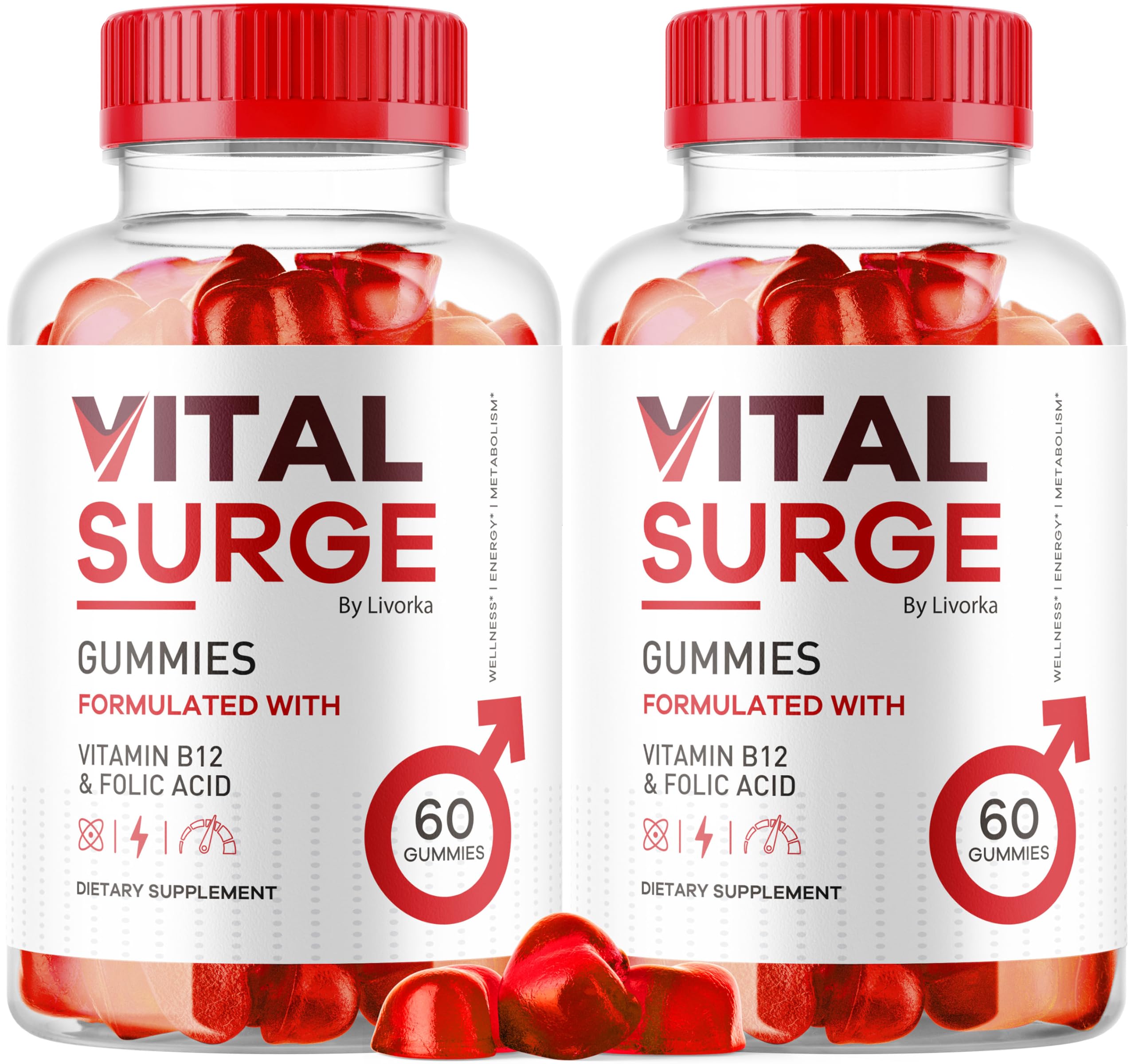 (2 Pack) Vital Surge, Vital Surge Gummies for Men Supplement, Vital Surge Gummies for Health, Vital Surge for Men, Vitale Surge,Vita Surge, Ital Source, Viral Surce Gummy para Hombres, 120 Gummies