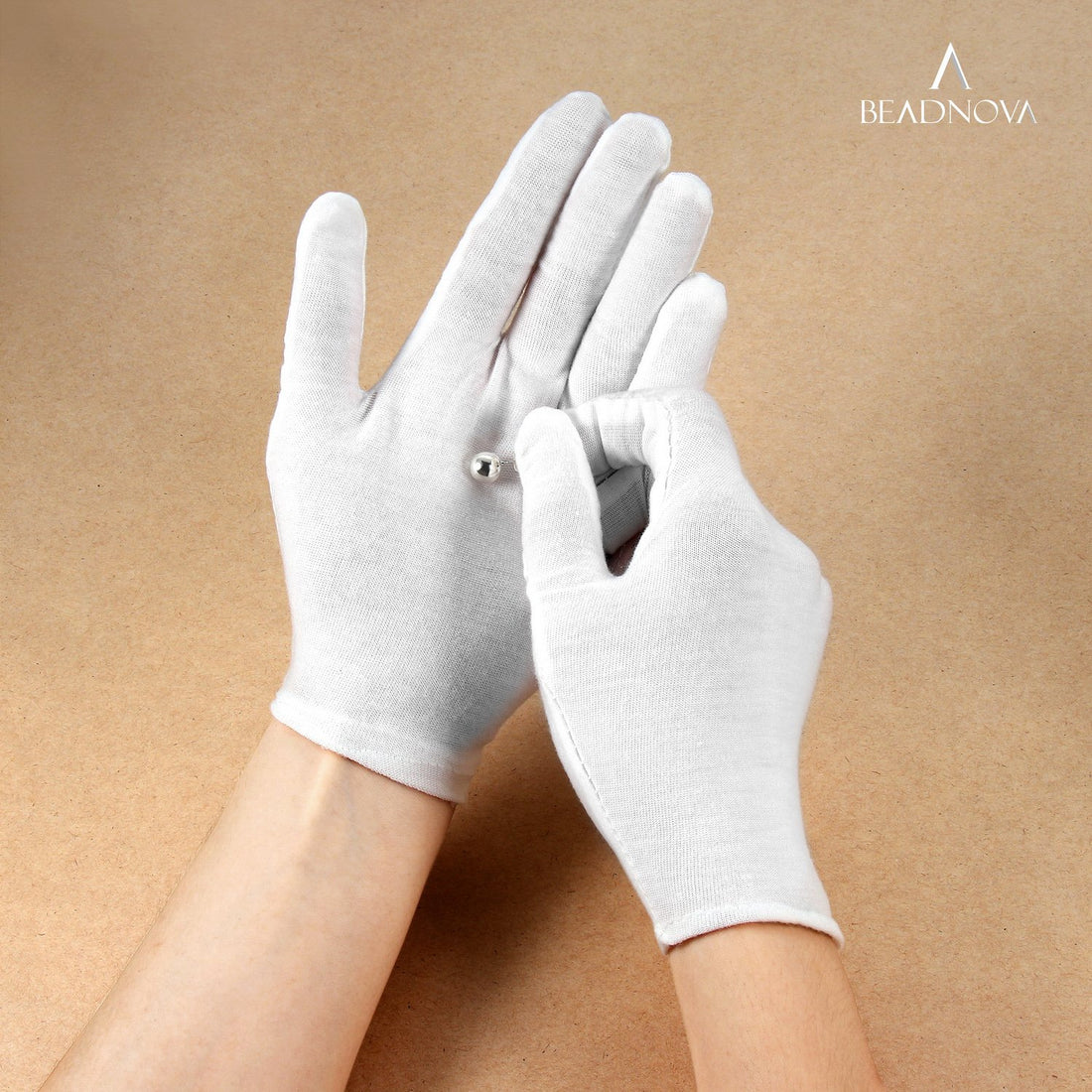 BEADNOVA Cotton White Gloves for Dry Hands Eczema Glove Liners for Moisturizing Inspection Jewelry for Women Men (8 Pairs)