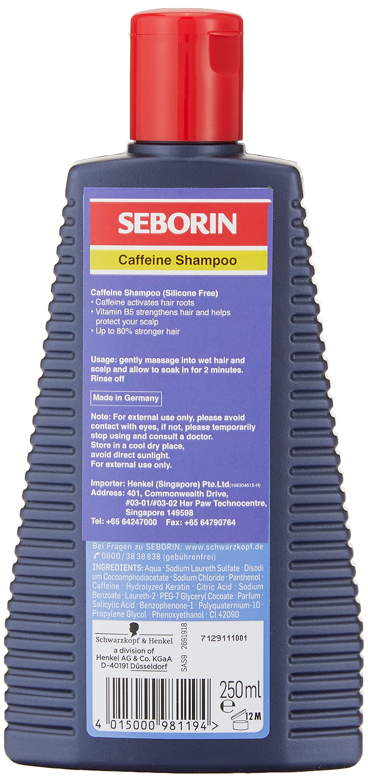 Schwarzkopf SEBORIN Caffeine-Energy Shampoo-IMPORTED from GERMANY-Shipping from USA