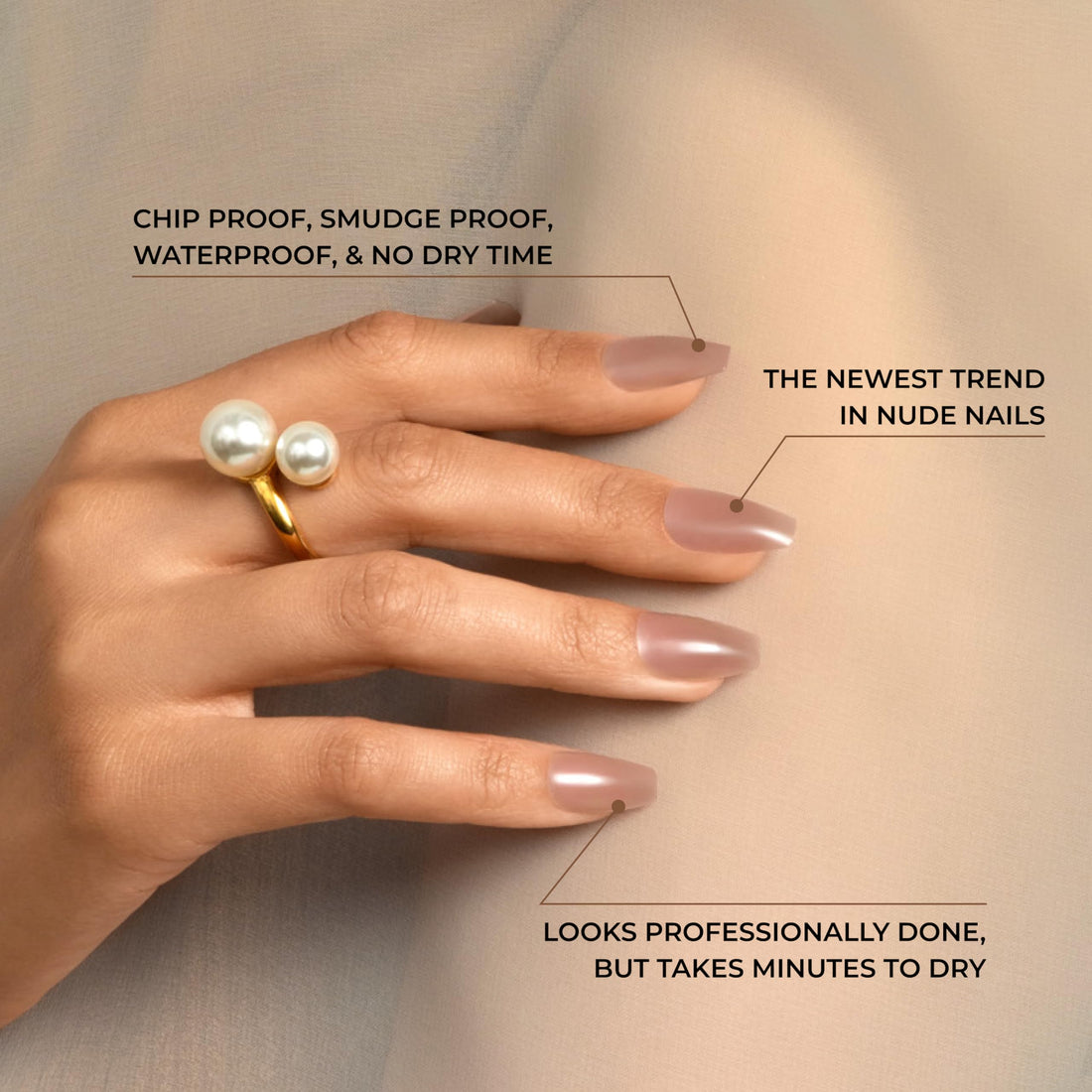 KISS Bare But Better TruNude Fake Nails Nude Nail Shades Manicure Set, Nude Glow', 28 Chip Proof, Smudge Proof Glue-On Nails
