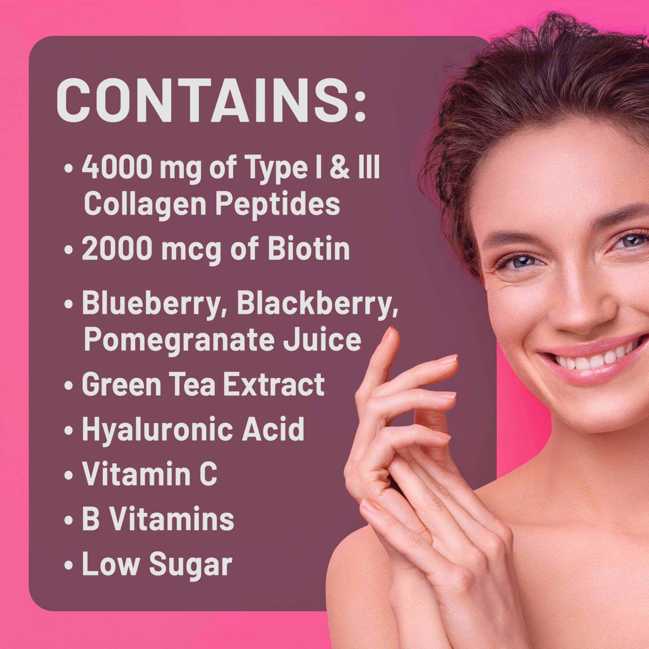 NatureWise Liquid Collagen for Women & Men 4000mg, Type 1 & 3 Peptides with Biotin for Hair, Skin and Nails + Vitamin C + Vitamin B Complex - Low Sugar - Mixed Berry - 10 Tubes