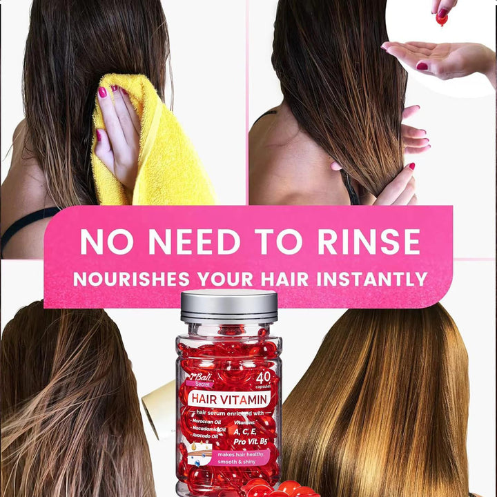 Bali Secret Hussell Hair Treatment Serum - 40 Hair Care Capsules - No Rinse - With Argan Macadamia & Avocado Oils - Vitamins A, E, & Pro B5 - Conditioner for Women & Men