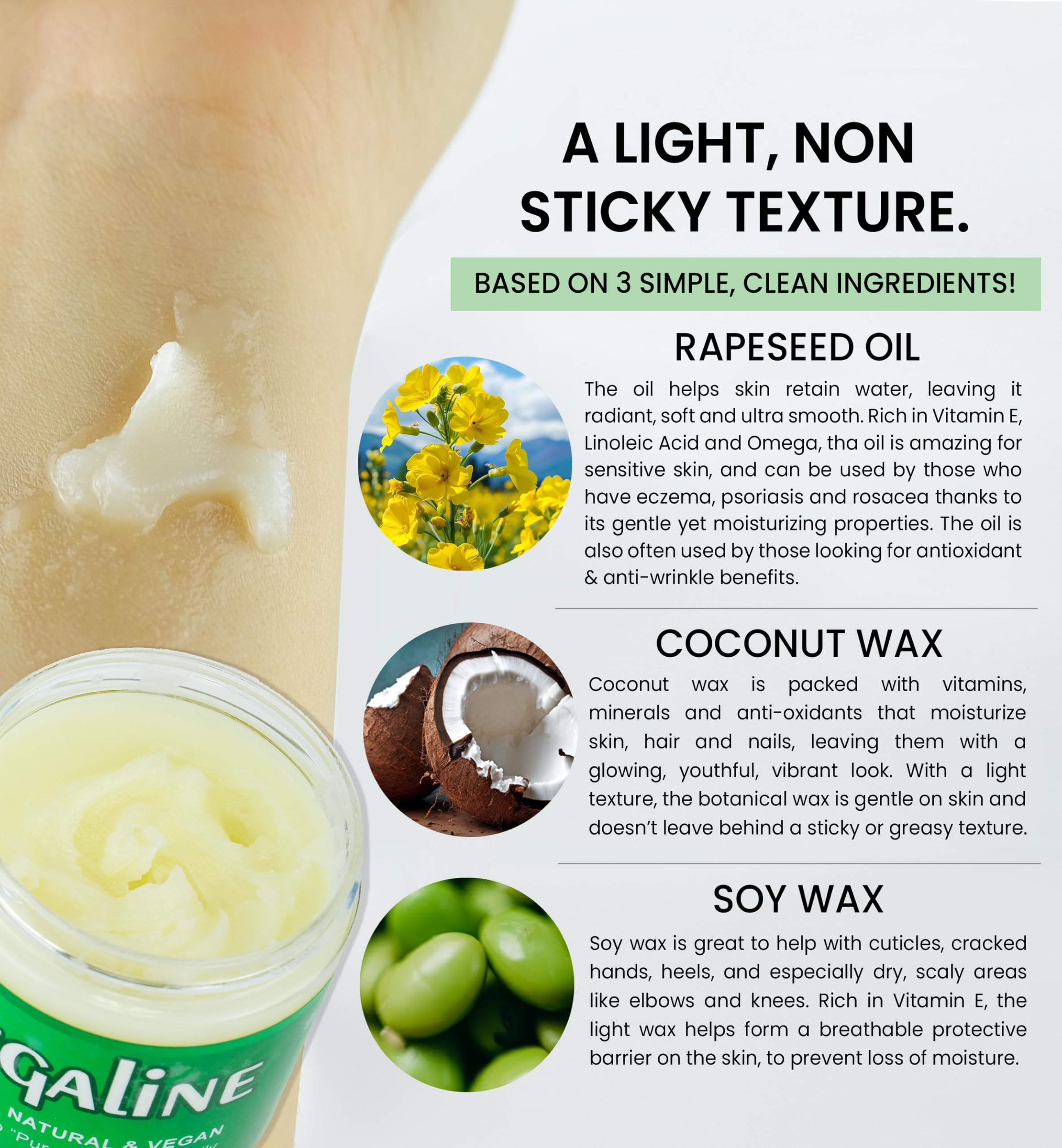 Vegaline - 100% Natural, Vegan & Hypoallergenic Alternative to Petroleum Jelly - Unpetroleum - Lips, Hands, Baby, Makeup Remover and More (2 Ounce)