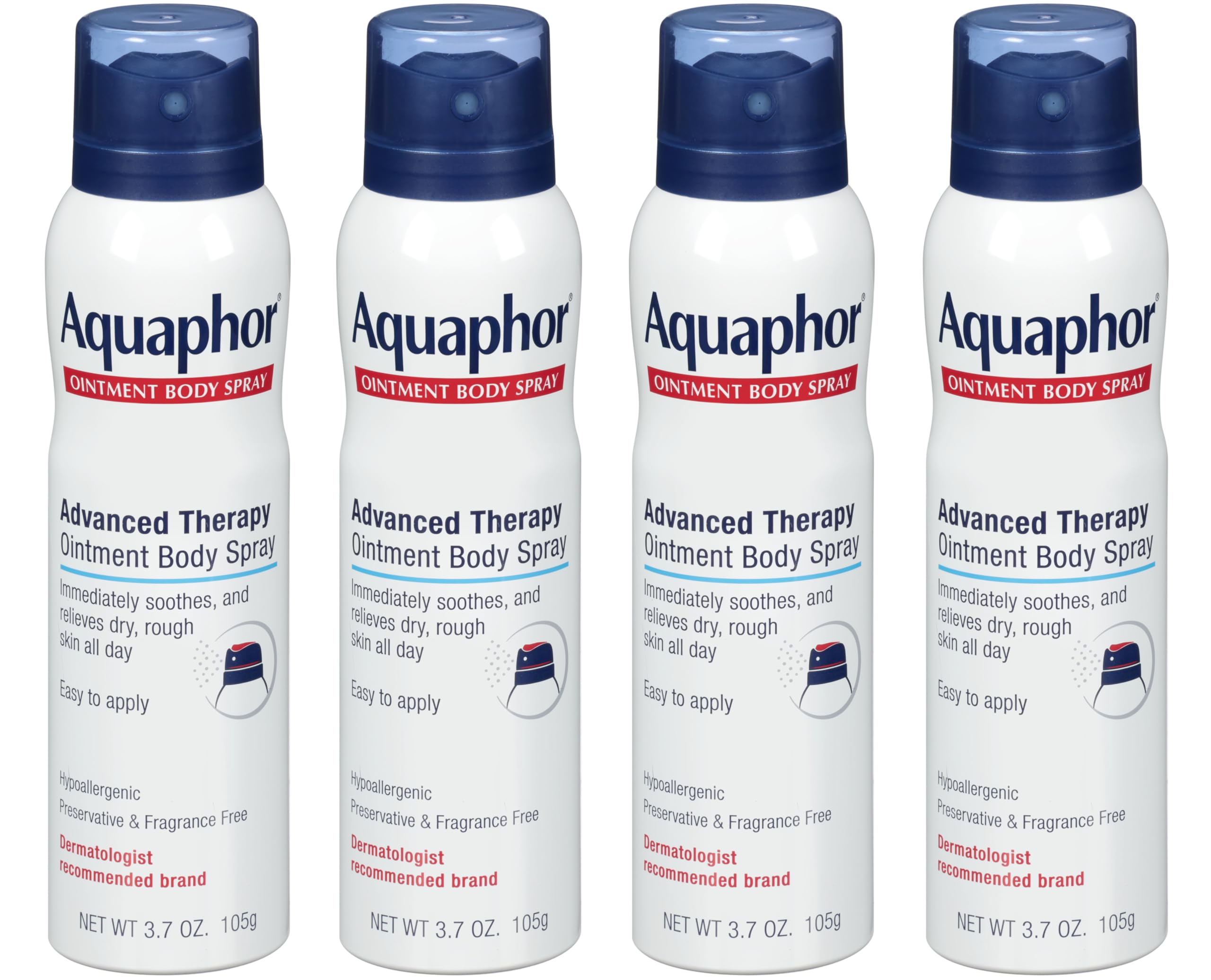 Aquaphor Ointment Body Spray - Moisturizes and Heals Dry, Rough Skin - 3.7 oz. Spray Can, 4 Pack