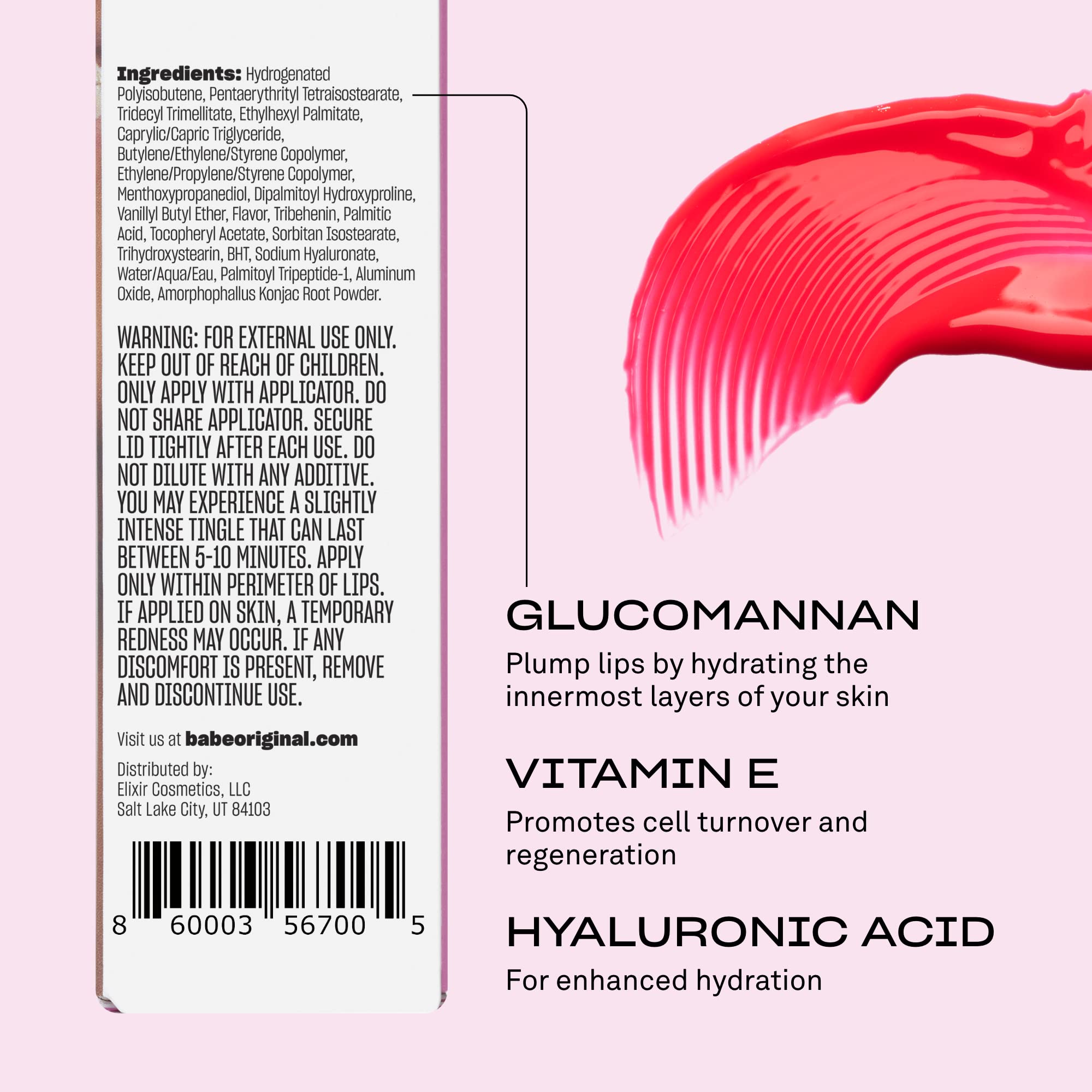 Babe Lash Plumping Lip Jelly - High Shine Lip Gloss for Fuller, Thicker Lips, Moisturizing and Soothing, Mauve