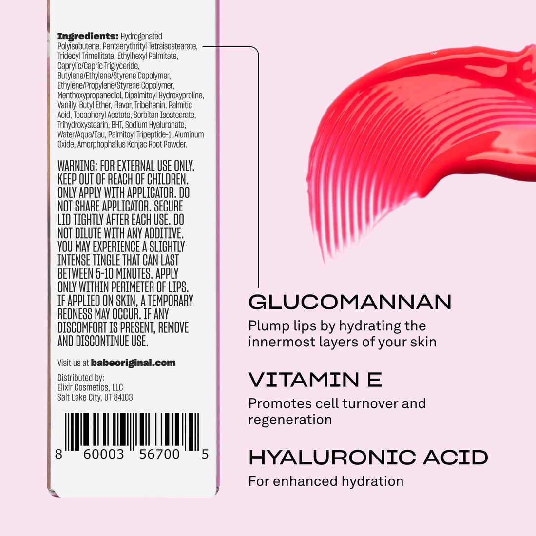 Babe Lash Plumping Lip Jelly - High Shine Lip Gloss for Fuller, Thicker Lips, Moisturizing and Soothing, Mauve