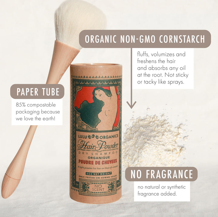 Lulu Organics UNSCENTED Powder/Dry Shampoo 4 oz