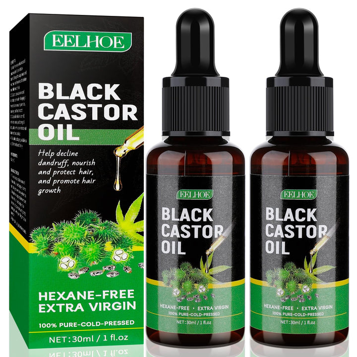 YUOLITA 2PCS Black Castor Oil for Hair, Organic Castor Oil Body Message Castor Oil 100% Pure Natural Black Castor Oil for Body Skin Moisturizer & Hair Eyelashes and Eyebrows(2 fl oz)