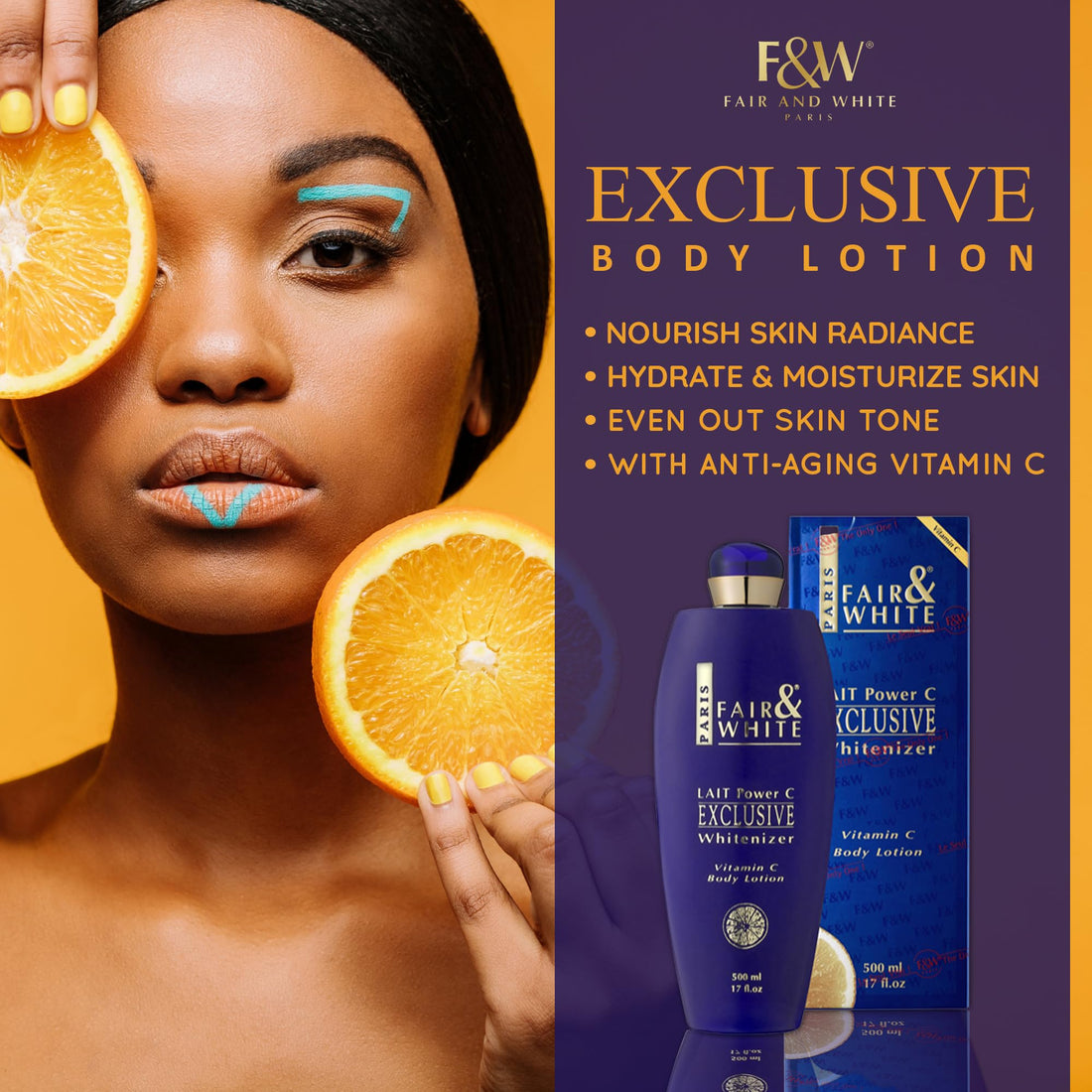 FAIR & WHITE Exclusive Body Lotion with Pure Vitamin C, 500ml / 17fl.oz