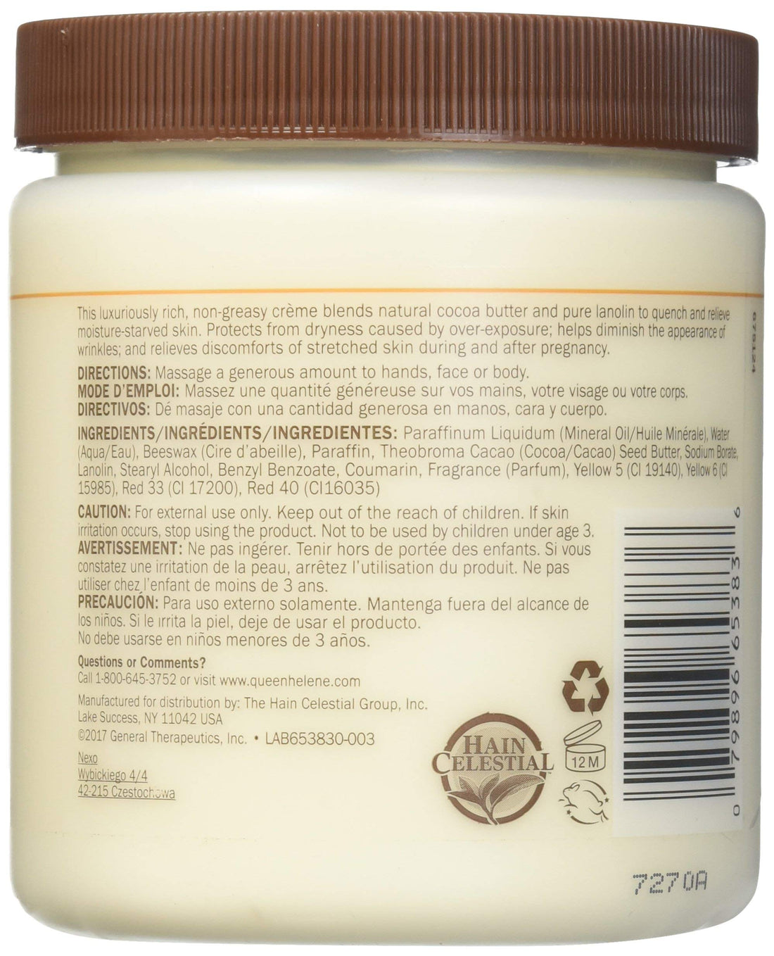 Queen Helene Cream Cocoa Butter 15oz (3 Pack)