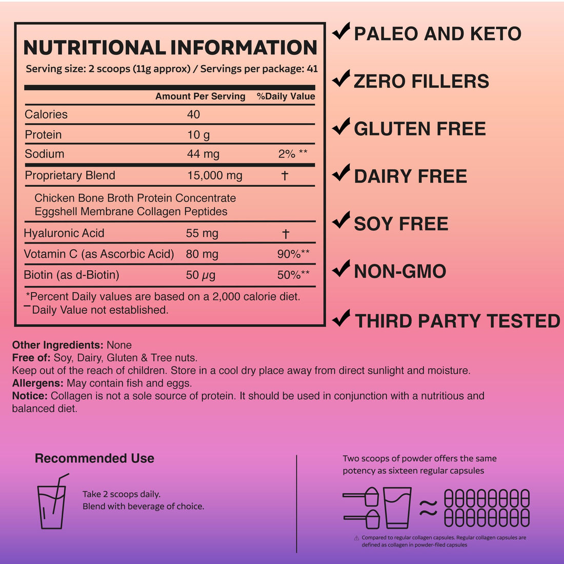 The Glow Code Multi Collagen Peptides – Type I,II,III,V & X Hydrolyzed Collagen Powder, Unflavored, Enhanced with Biotin, Vitamin C & Hyaluronic Acid