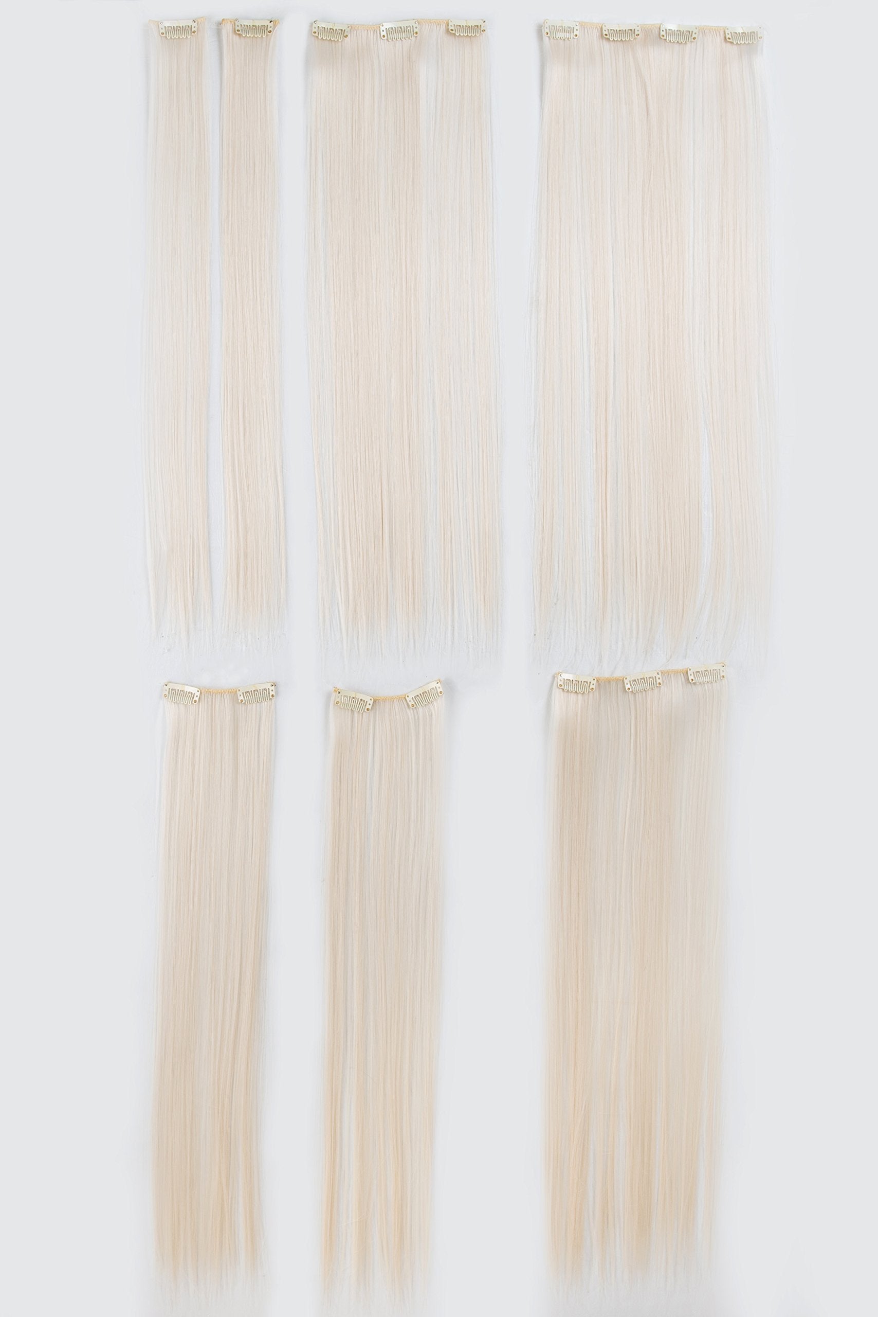 Platinum Blonde-60# : SWACC Women 22 Inches Straight Full Head 7 Separate Pieces Heat Resistance Synthetic Hair Clip in Hair Extensions (Platinum Blonde-60#)