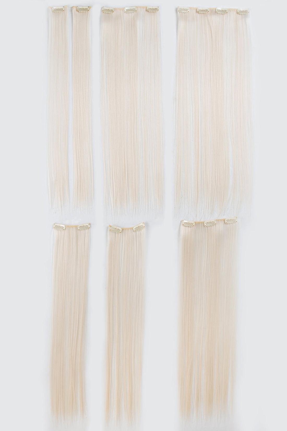Platinum Blonde-60# : SWACC Women 22 Inches Straight Full Head 7 Separate Pieces Heat Resistance Synthetic Hair Clip in Hair Extensions (Platinum Blonde-60#)