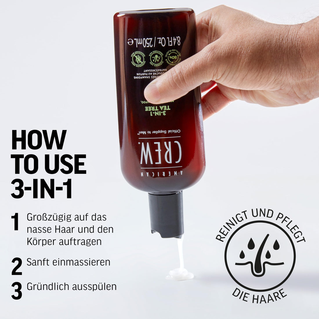 American Crew 3-In-1 Tea Tree Body Cleanser, 15.02 Ounce