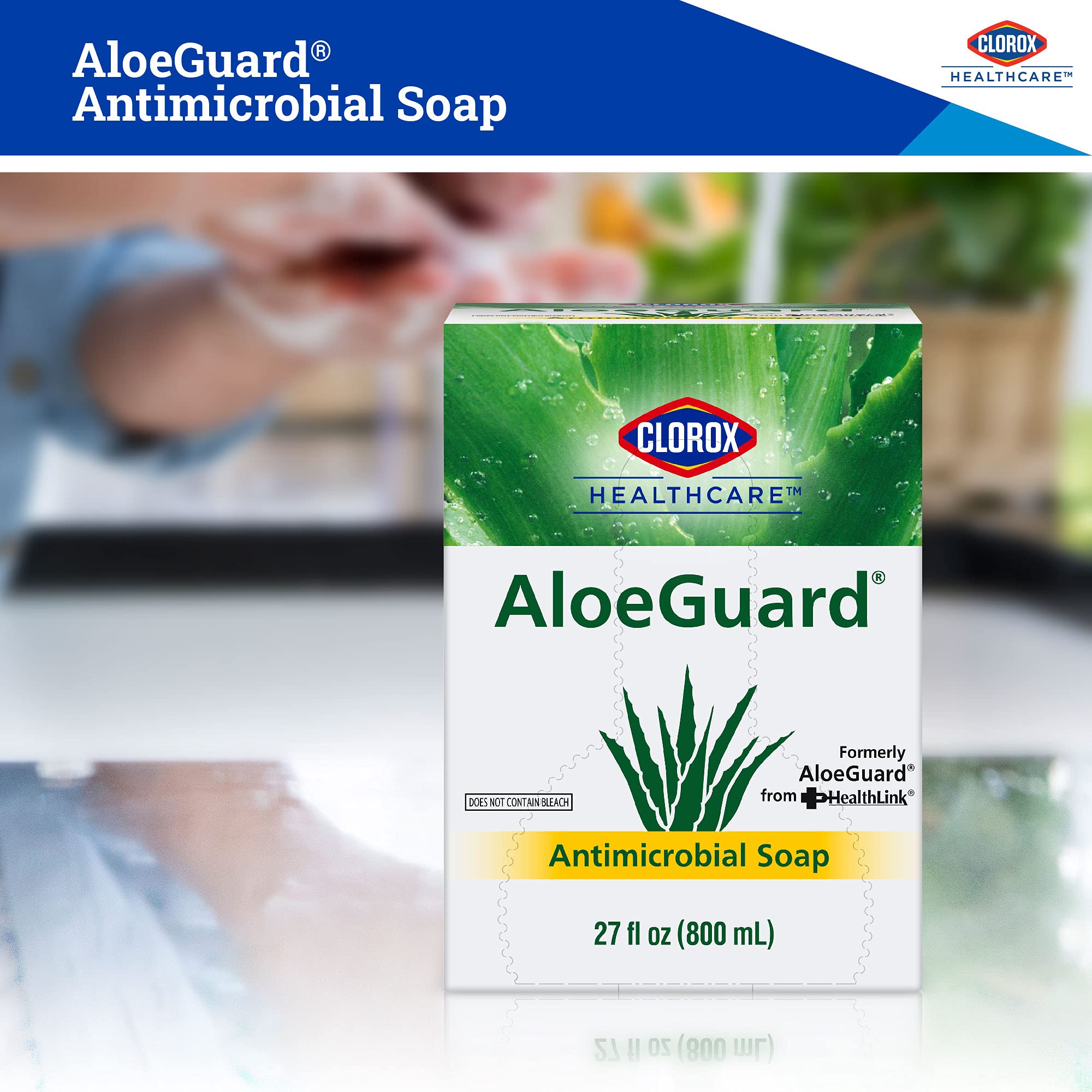 Clorox Healthcare AloeGuard Antimicrobial Soap, 27 Ounces Each (12 Pack) | Antimicrobial Hand Soap Pouch in Box | Antimicrobial Hand Soap Washes Germs on Skin