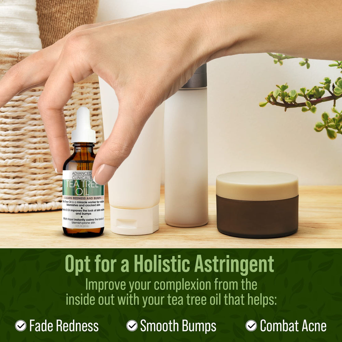 Advanced Clinicals 1.8oz Tea Tree Oil For Redness And Bumps.