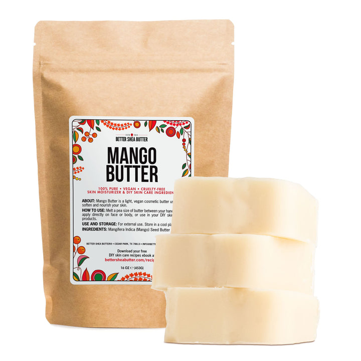 100% Pure Mango Butter - Can Substitute Shea Butter in Soap and Lotion Recipes - Moisturizing, Scent-free, Hexane-free - 16 oz by Better Shea Butter