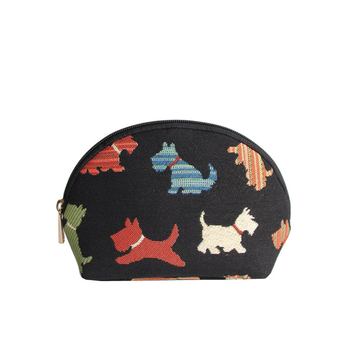 Signare Womens Fashion Canvas Tapestry Cosmetic Make-up Bag with Scottie Dog Design