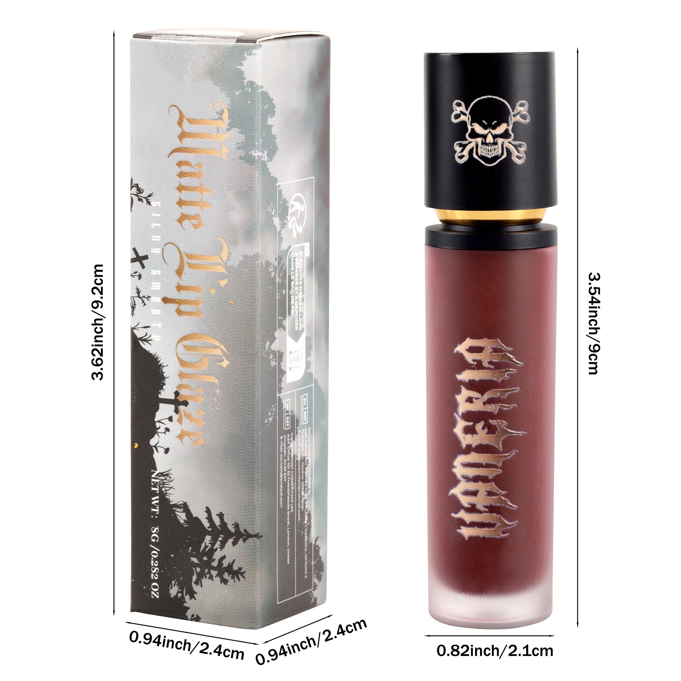 VANERIA Goth Lipstick,Black Lip Stain,Long Lasting High Impact Color,Matte Liquid Lipstick,Moisturize Lips,Smudge Proof (Ink Black)