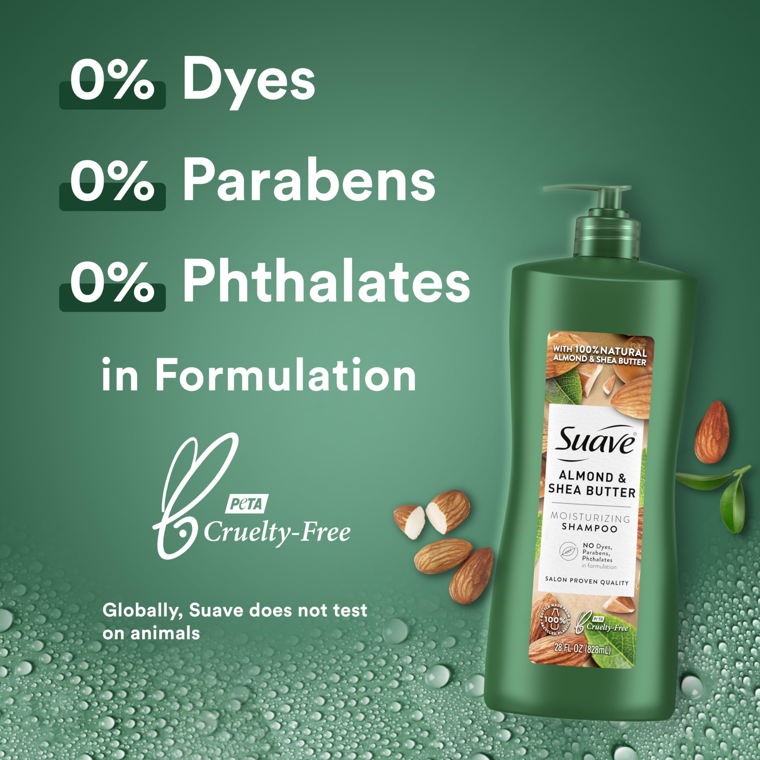 Suave Shampoo and Conditioner Set, Keratin Infusion + Almond & Shea Butter –Frizz Control and Moisturizing Hair Care Bundle, 28 Oz Ea (4 Piece Set)