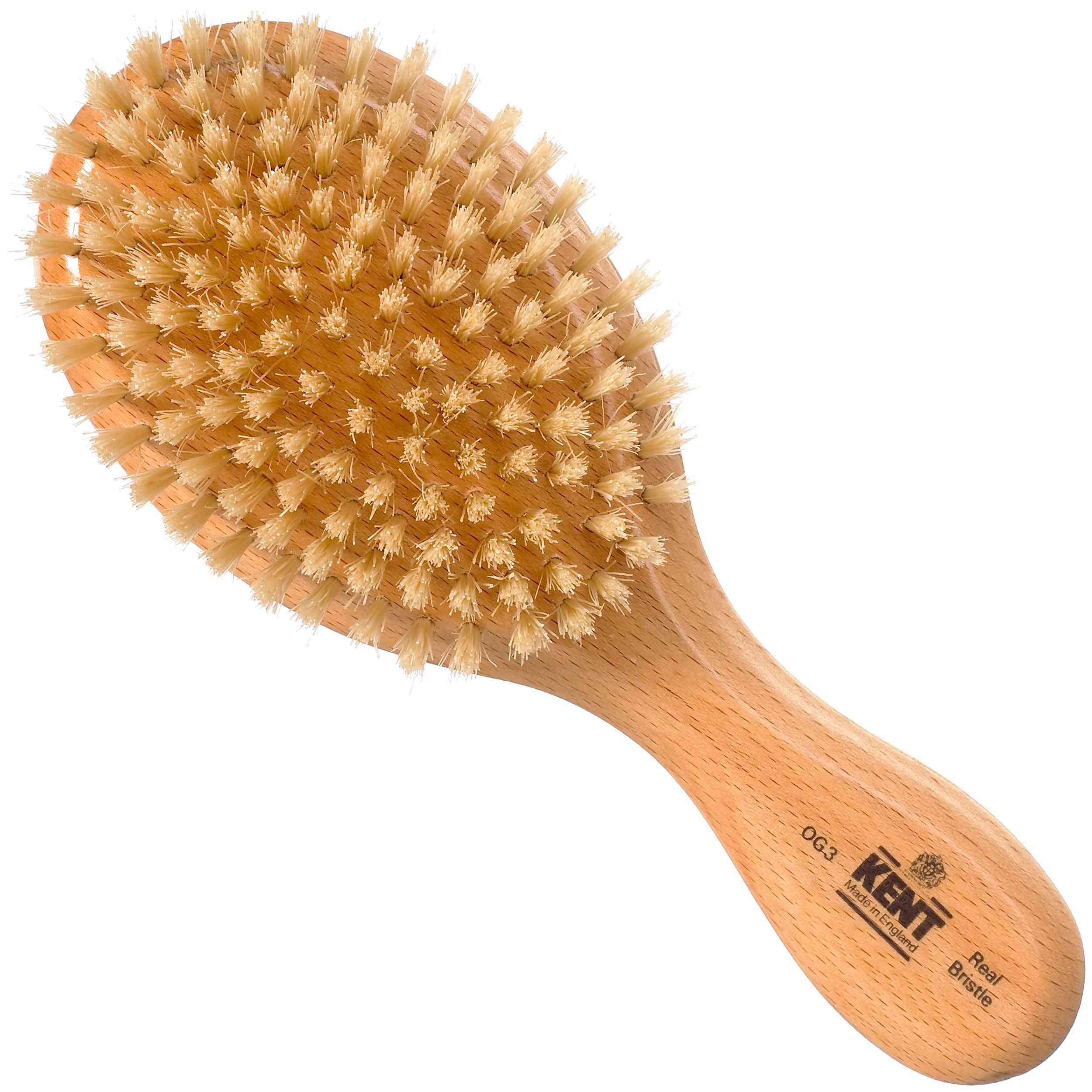 Kent Og3 Oval Beechwood Pure White Pure Bristle Luxury Club Brush